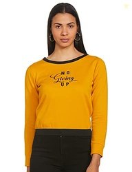 Fusefit Women's Fleece Round Neck Sweatshirt(FFA-WT046-02_YELLOW_S)