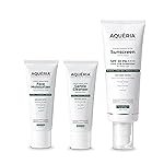 Aqueria Pack Of 3 For Oily to Combination Skin | Oil Control Brightening French Sunscreen (50g) | 5% Niacinamide & Ceramides French Face Wash (20ml) | Oil Free Gel Based Daily French Moisturizer (15g) | Fragrance-Free, Non-Drying, Dermatologist Validated,