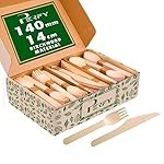 Perfy Disposable Knife & Fork Set(140mm)| Wooden Dining Flatware |Cutlery Set| Ideal for Wedding, Party & Kids Birthday(Pack of 25)