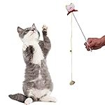 Cat and Dog Playing Stick |Durable Dog and cat Teaser Playing Stick with Interactive Feather| Non- Slip and Non Toxic Durable Teasing Wand Toy with Rope (White)