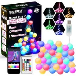Gesto 5V Ball Shape Serial String Lights - USB Smart Music Sync Led Li