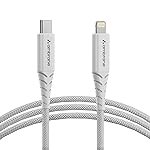 Ambrane Type-C to Lightning Cable, 22.5W Fast Charging, 480Mbps Data Sync Cable Compatible with iPhone, iPad, Macbook, iMac, AirPods, 1.25m (ABTL-125 White)