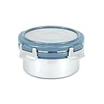 Signoraware Lock N Store Stainless Steel Round Container With Steel Lid | Airtight & Leakproof | Compact & Durable | Ideal for Snacks, Office, School & Travel Use (450ml | EBlue)
