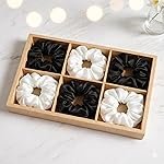 Cerrito Satin Hair Scrunchies for Women & Girls â Soft, No-Crease, Gentle Hair Ties for Thick, Curly, Straight, or Fine Hair â Smooth Silk-Feel Elastic Scrunchy Set for Styling, Sleep Regular Wear (Black & White-6 Pcs)