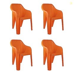 Cello Dynamo Chair Set Pack of 4 - Orange (Plastic) | Strong and Durab