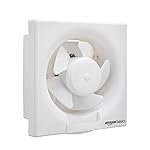 Amazon Basics Ventilation 10″ Fan | 40W | 5 Blades | 250 mm Sweep | 3.2 dB Low Noise | Window Mount | Wall Switch Control | White Plastic