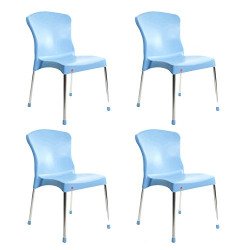 Cello Milano Cafeteria Set of 4 Chairs (Blue) | Strong and Durable | E
