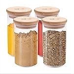 The Better Home Borosilicate Glass Jars with Bamboo Lid | Glass Jars for Kitchen | Pack of 4 300ml Each | Spice Jars | Airtight Kitchen Containers for Spices Dry Fruits Nuts Sugar Salt