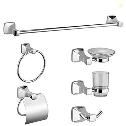 ALTON 6-Piece Bathroom Accessories Set, Chrome (Towel Rail, Towel Ring