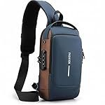 JK Vision Fashion Sling Bag for Men Stylish Crossbody Backpack for Men & Women, Anti-Theft Chest Bag with USB Charging Port, Messenger Bags, Casual Shoulder Bag