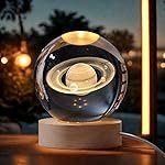 3D Saturn Crystal Ball Night Lamp, Galaxy Light Ball with Wooden Base, Perfect for Home Decor, Office, Birthday Gift & Kids Bedroom