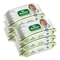 Hushabye Premium Milk Baby Wipes with lid- 0+ Months, pH balanced, Par