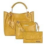 Bagsy Malone Women’s Vegan Leather Stylish Tote Bag Pack of 3 | Ladies Purse Handbag