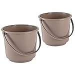 Kuber Industries 2 Pcs Compact Size Plastic 5 Litre Bucket for Kitchen, Cleaning & Water Storage â Small Lightweight and Easy to Carry Utility Bucket Ideal for Mopping – Plain – Brown