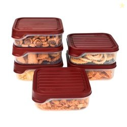 FLAIR Storewell Square Food Storage Containers Set of 6 (550 ML)- Maro