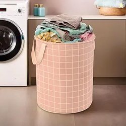 Urbane Home Laundry Basket (60 LTR) Cotton Round Laundry Hamper (Check