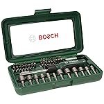 BOSCH 46-Piece Screwdriver Bit Set, 46 Pieces – 32 Screwdriver Bits, Nut-setters in 12 Sizes, Magnetic Universal Holder, Rachet Screwdriver, Green, Hard Case
