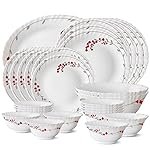 Larah by Borosil Verona Opalware Dinner Set, 27-Pieces, White