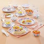 Larah By Borosil Speckle Silk Series Opalware Dinner Set with Glasses, 40 Pieces for Family of 6, Microwave & Dishwasher Safe, Bone-Ash Free, Crockery Set for Dining & Gifting, Plates & Bowls, White