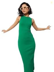 barcino Black Rib Back Cut-Out Midi Dress