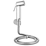 Health Faucet with SS-304 1 Meter Flexible Hose Pipe and Wall Hook, White (Jet Spray for Toilet), Chrome