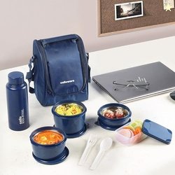 CELLO MF All in One Lunch Box with Jacket For Office Blue | 3 Microwav