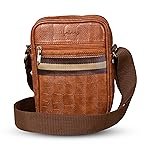 Lifelong Men’s and Women’s Genuine Leather Sling Bag | Crossbody Shoulder Bag for Travel & Office | Vegan Leather Bag with Adjustable Strap & Spacious Design | Lightweight Bag for Men & Women (Tan)