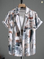 HouseOfCommon Men Regular Fit Floral Print Button Down Collar Casual .