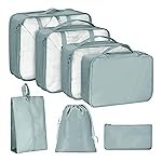 Storite 7Pcs Travel Packing Cubes Set for Luggage Clothes Laundry Toiletry Cosmetics Accessories, Lightweight Suitcase Organizer Bags, Durable Polyester Travel Organizers (Grey)