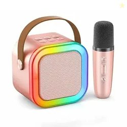 Mini Bluetooth Karaoke Machine  Portable Speaker with Microphone & LED