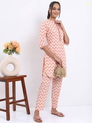 Vishudh Women Cotton Blend Ethnic Top Pant Set