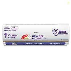 Haier 1.5 Ton 3 Star Twin Inverter Split AC (Long Air Flow, HD Filter,