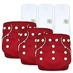 Bumpers Baby Reusable Cloth Diaper with Insert Pad | Leak-Proof, Super Absorbent & Ultra Soft | Adjustable & Washable Cloth Diaper | Prevent Rashes | Freesize 5-17Kg | (3M-3Y), Pack of 3, Red