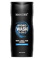 Mancode Hydro Body Wash For Men 450ml, 3 In 1 Active Body Wash For Body, Shower Gel For Men, Bodywash, Face And Hair With Refreshing Menthol And Natural Oils Extract