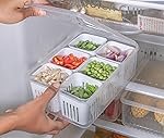 MARKWELL Fridge Storage Boxes Freezer Storage Containers, Container for Kitchen Storage Set, Storage in Kitchen, Vegetable Storage, Draining Crisper Refrigerator Food Box (Pack of 1)