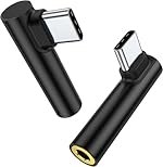 One Plus USB Type-C to 3.5mm Audio Adapter (Pack of 2) | DAC Chip AUX Headphone Jack Converter | Right Angle Design | Compatible with One Plus, Mi, Oppo, Vivo, i Pad Pro â Black