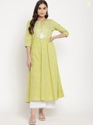 Sringam Green Floral Tie-Up Neck Ethnic Maxi Dress