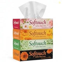 Softouch 2 Ply Facial Tissue Box | 400 Pulls | 100 Pulls X 4 Cartons |