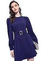 Tokyo Talkies Women’s Long Sleeves Round Neck Solid Dresses | Stylish Dresses | Casual Dresses