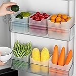 HomeWiz 4-Piece Fridge Storage Box Set | Multipurpose Transparent Plastic Containers for Fruits & Vegetables | Space-Saving Refrigerator Side Door Organizer & Pantry, Kitchen Accessories Items