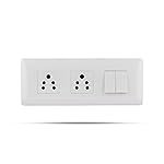 Wipro Northwest (Venia) Switch Combo of 6M Plate + 1M 6A Switch x2 + 6A 3Pin Socket x2, White (Kit 12)