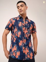HIGHLANDER Men Slim Fit Floral Printed Casual Cotton Shirt