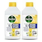 Dettol 5 in 1 Washing Machine Cleaner & Descaling Liquid for top load and front load| Lemon 250ml | Removes Limescale, Dirt and Bad odour | Kills 99.9%* Bacteria | Pack of 2