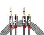 C & E (Cables & EtcÂ® Pure Copper 3.5mm Stereo Audio Extension Cable Male Female Connectors with Zinc Alloy Metal Plugs Cable [ 2 Pack] [ 1.5Feet, [ 0.5 Meters]