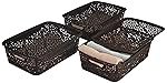 Solimo Royal Multipurpose Storage Basket With Lid- Medium (Set Of 3, Brown), Rectangular, Rattan