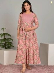 mjenterprises Women Floral Print, Printed Pure Cotton Anarkali Kurta