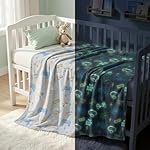 BSB HOME Glow in The Dark Kids Blanket, Soft Flannel Fleece Luminous Blanket for Boys & Girls, Cozy Lightweight Kids Throw for Bed â 30 x 40 in (76 x 102 cm) (Game On Theme – Light Grey)