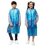 THE CLOWNFISH Boys Polyester Shower Saver Series Unisex Kids Waterproof Single Layer Pvc Standard Length Longcoat/Raincoat With Adjustable Hood.