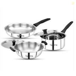 Lifelong 5 Piece Stainless Steel Cookware Set | 2.2L Kadhai with Lid 2
