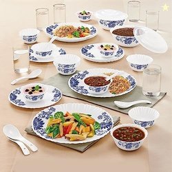 Larah By Borosil Leona Silk Series Opalware Dinner Set with Glasses, 4